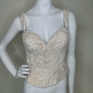 MARTINA LIANA IVORY PEARL & BEADED LACE BRIDAL CORSET SZ 12